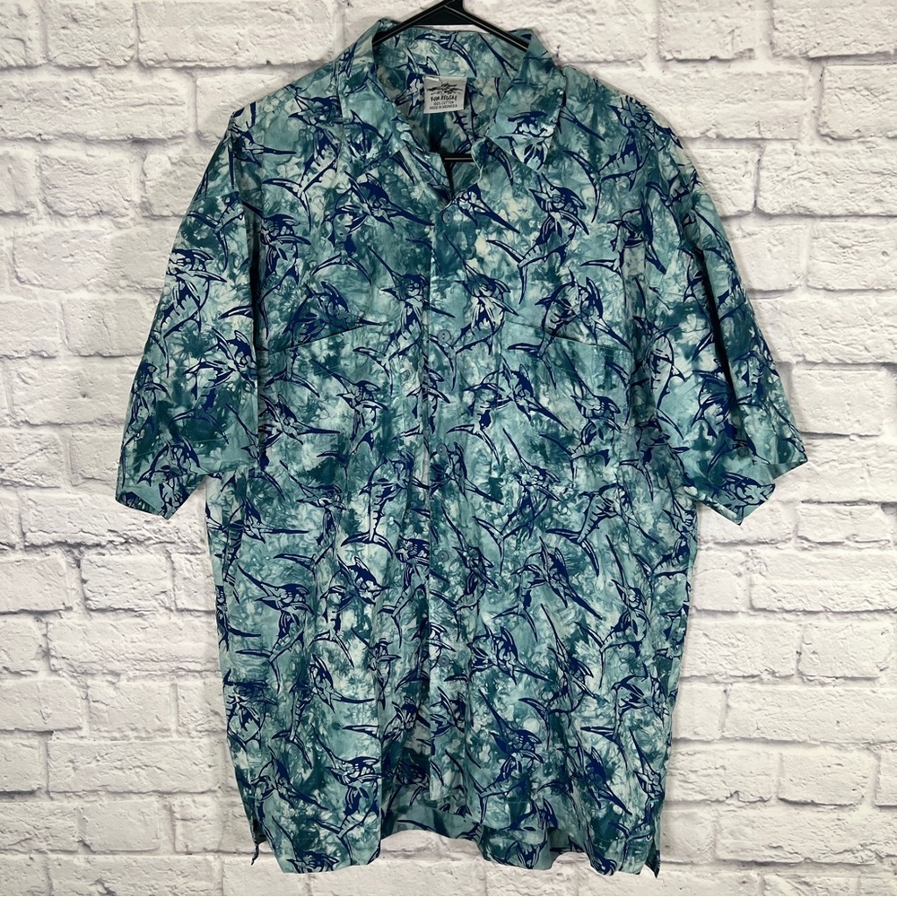 Rum Reggae Button-up Short Sleeve Shirt Boating Marlin Design Men's Size XL